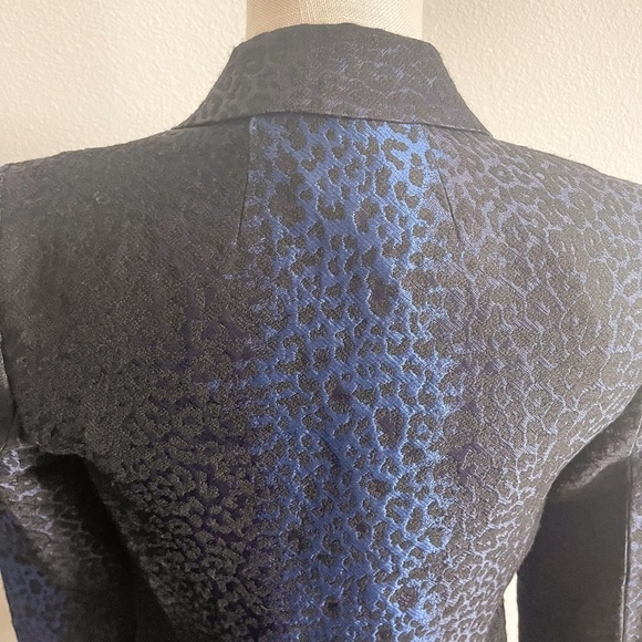 Elie Tahari Leopard Print One Button Blazer, Black & Blue - Picture 10 of 16